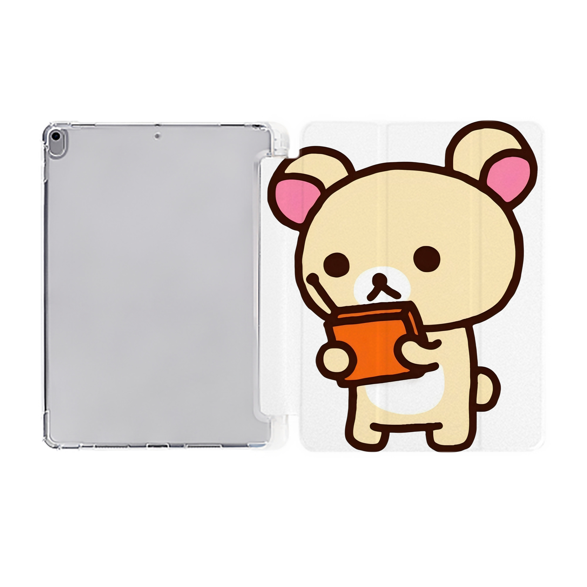 （画像用） リラックマ リラックマ キイロイトリ Rilakkuma Korilakkuma Kiiroitori IPad ケース ペン収納付き 三つ折りスタンド PUレザー×シリコン 対応機種9.5/10.5/10.9インチ